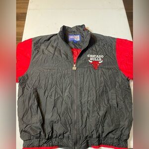 Chicago Bulls First Pick Vintage Full Zip Windbreaker Jacket Black/Red, Size L